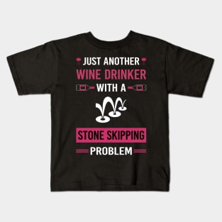 Wine Drinker Stone Skipping Stones Rock Rocks Skimming Kids T-Shirt